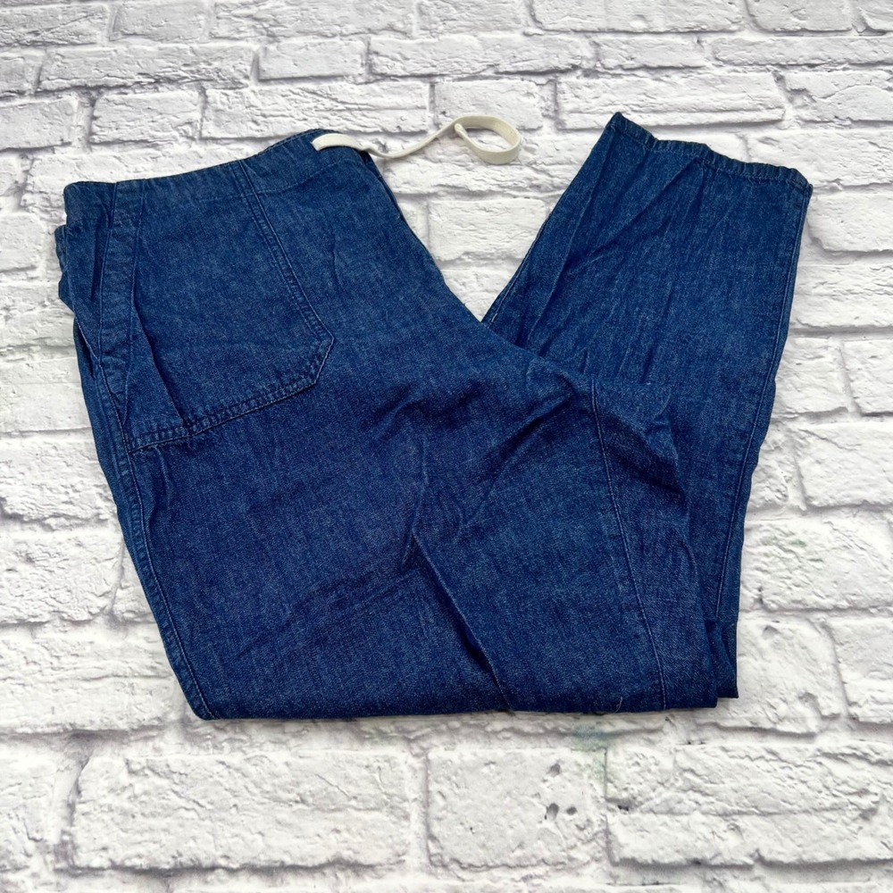 J Crew Re-Imagined Womens XL Blue Denim Drawstring Waist Utility Jeans